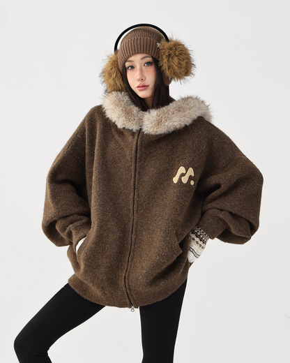 Fur Hood Knit Hoodie ACS0344
