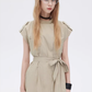 Flap Pocket French Sleeve Shirt Dress SHN0037