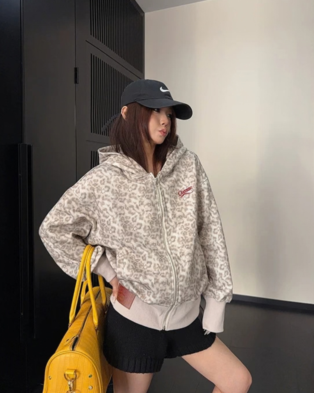 Leopard Print Zip Hoodie YLS1048