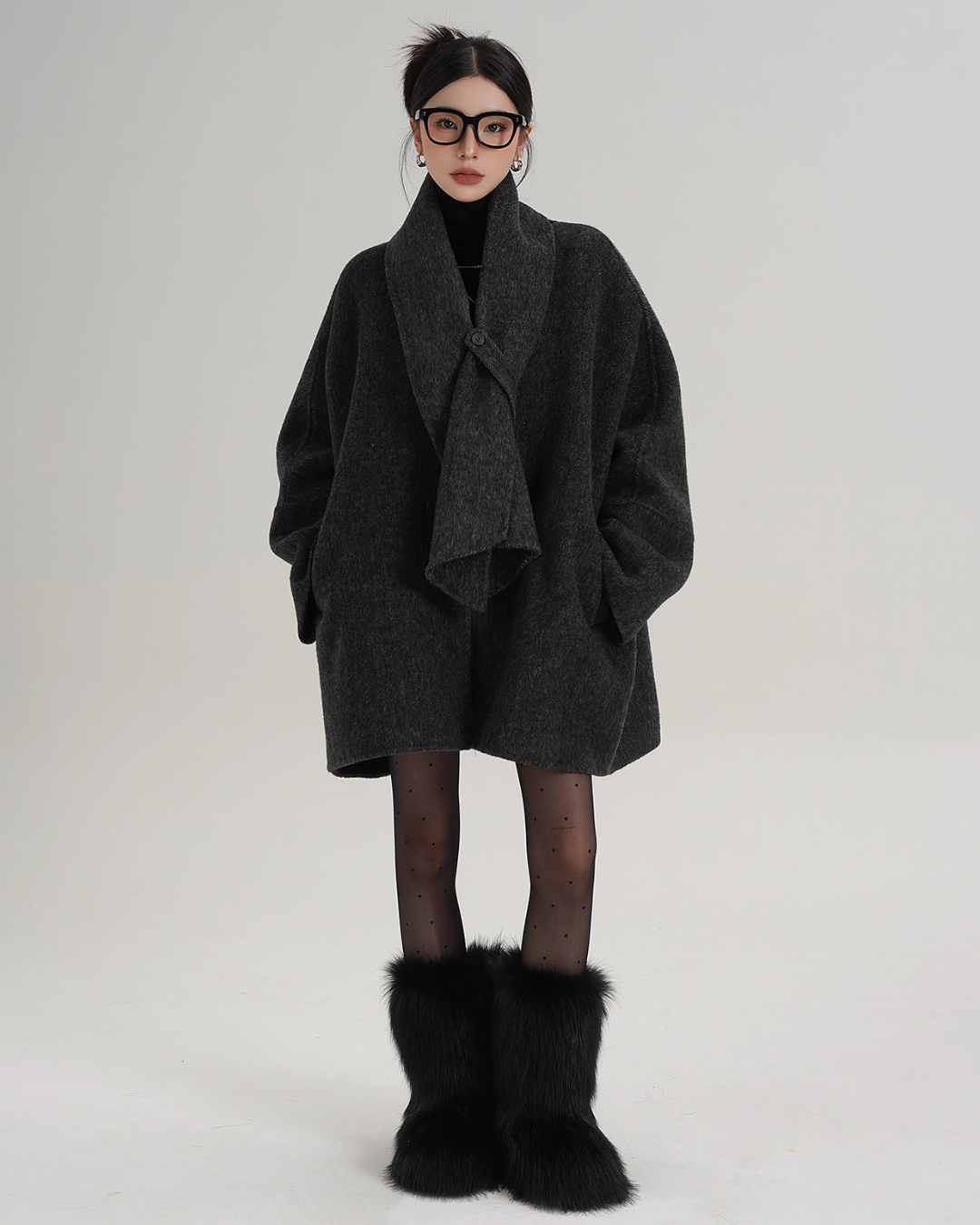 Collarless Wool Coat SRS0367
