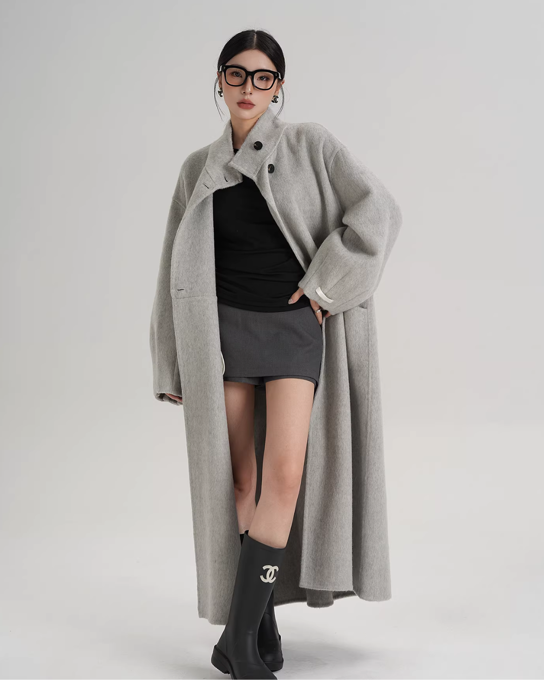 Mock Neck Long Coat SRS0413