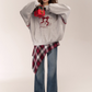 Half Button Ribbon Hood Top ASG0015