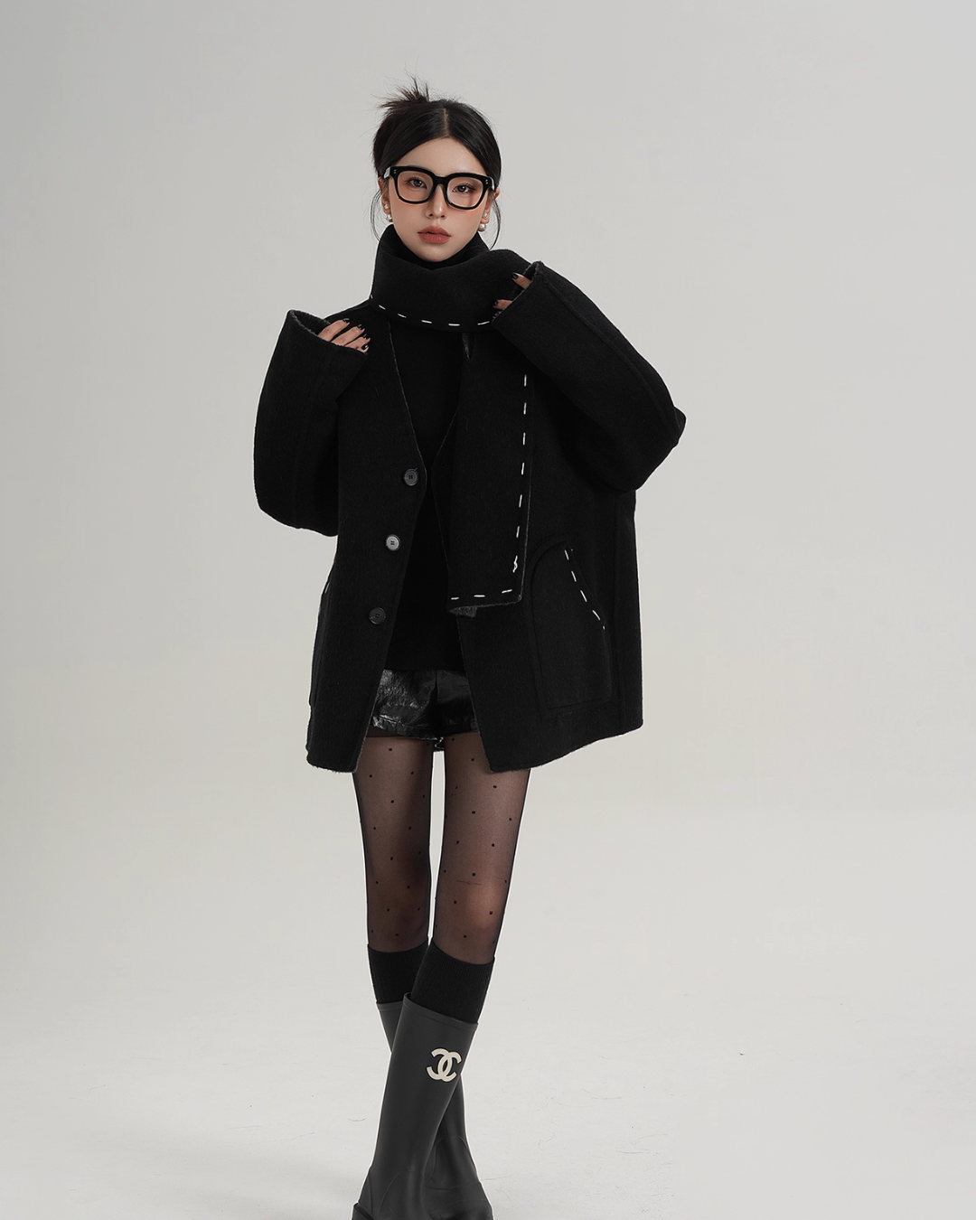 Scarf Mid-Length Wool Coat SRS0383