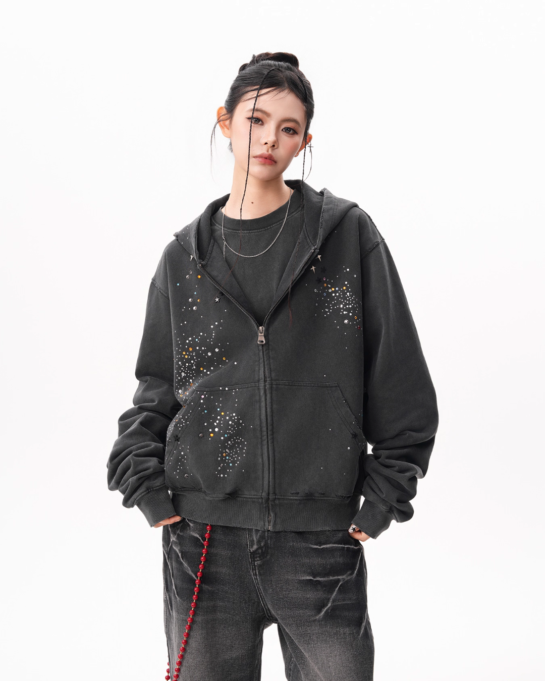 Vintage Sequin Zip Hoodie BWA0001