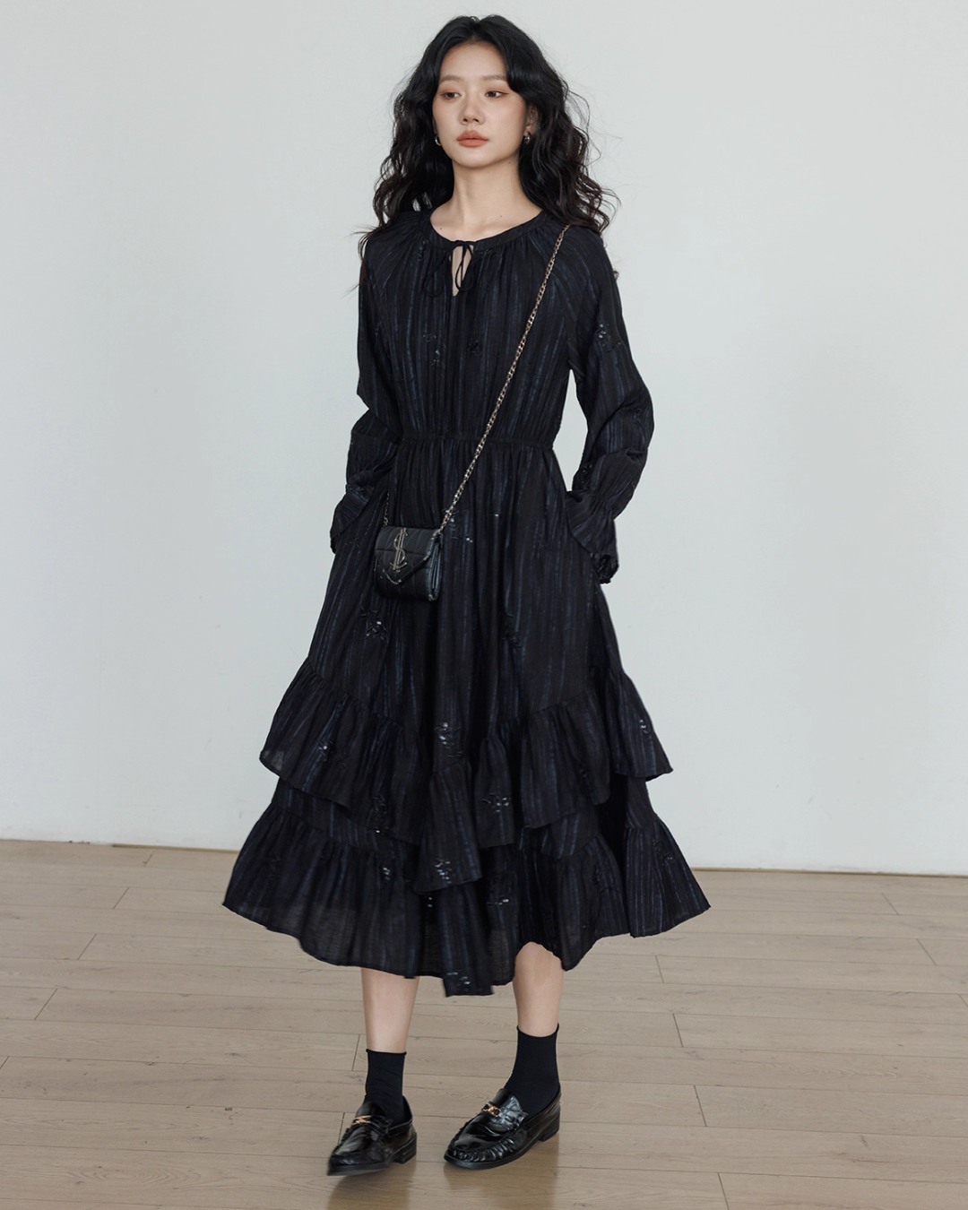 Crew Neck Long Sleeve Sequin Dress VAS0168