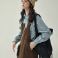 Blue Stripe Shirt / Wide Denim Pants / Corduroy Overall Skirt AMU0033