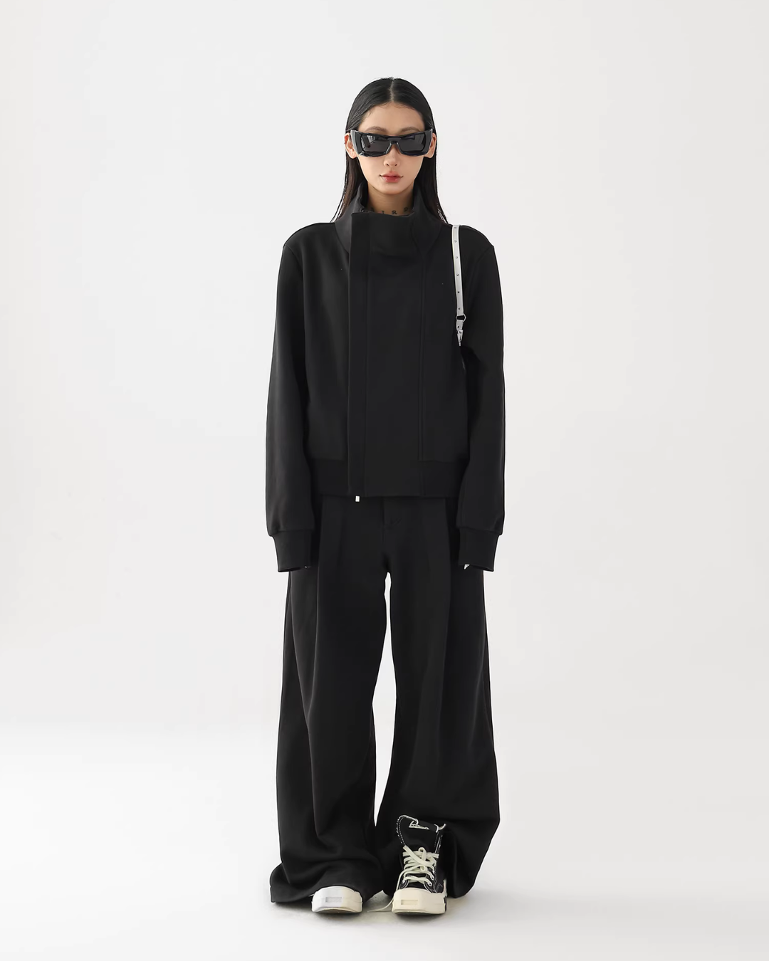 Stand Collar Cropped Jacket/Casual Wide Pants ACS0360