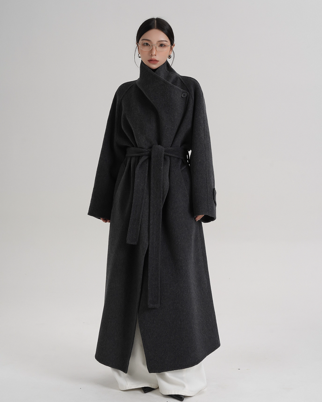 Tie Waist Wool Coat SRS0362