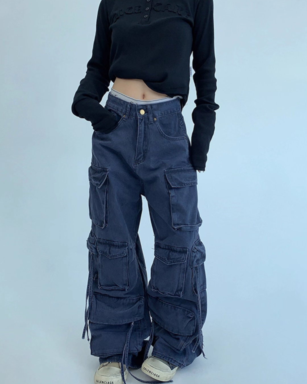 Pocket Design Wide Cargo Pants YLS0889