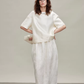 Silk Short-Sleeve Top / Silk Embroidered Half Skirt TEO0009