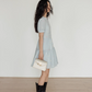 Flower Embroidery Tiered Mini Dress VAS0020