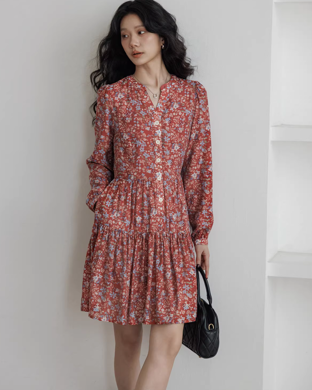 V-Neck Floral Dress VAS0193