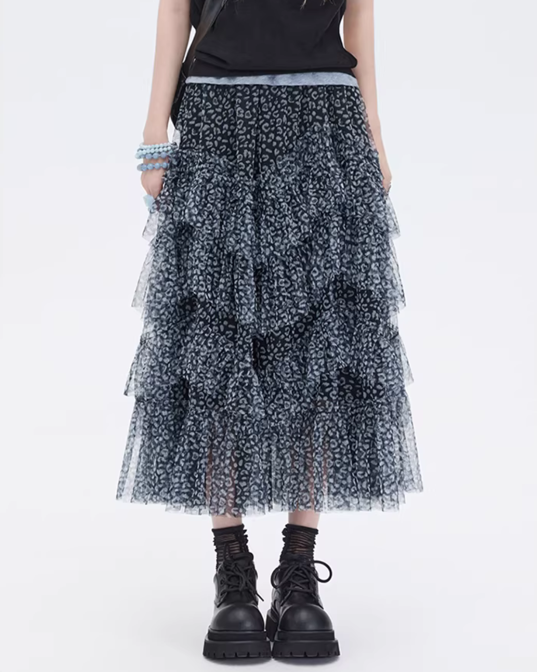 Mesh Cake Long Skirt SHN0036