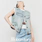 Light Blue Round Neck Denim Vest LLA0451