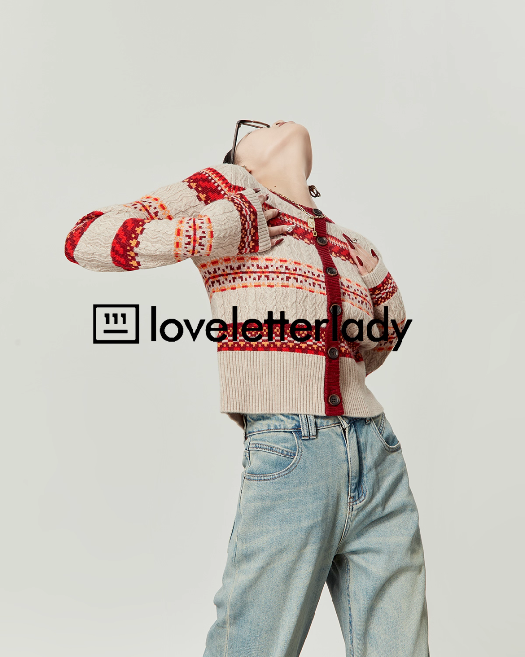 Red Striped Jacquard Knit LLA0549