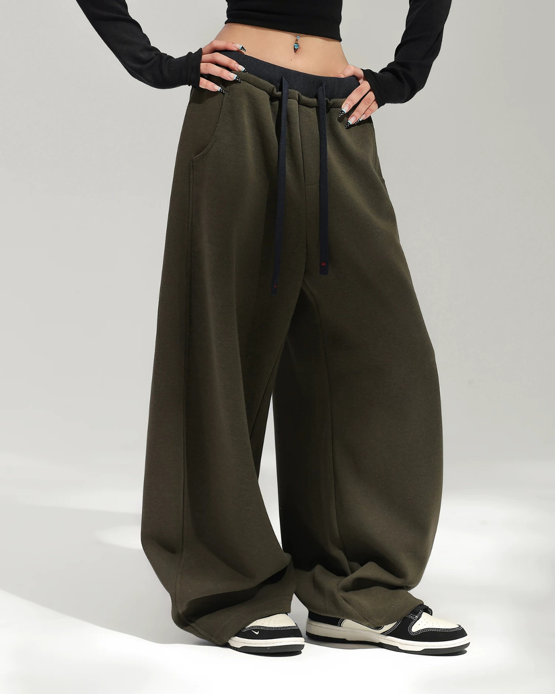 Layered Design Wide Sweatpants ACS0391