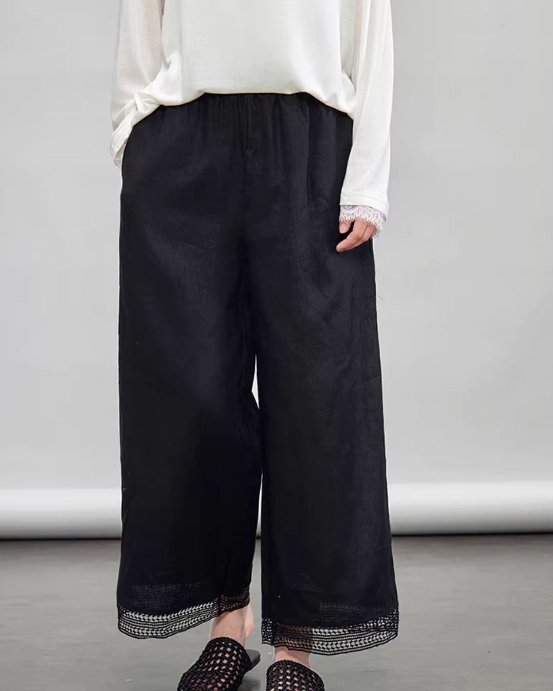 V-Neck Linen Sleeveless / Straight Linen Wide Pants TEO0012