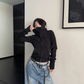 High-Neck Hooded Zip-Up Hoodie YLS1057