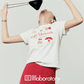 Graphic Short-Sleeve T-Shirt / Polka Dot Mini Skirt LLA0650