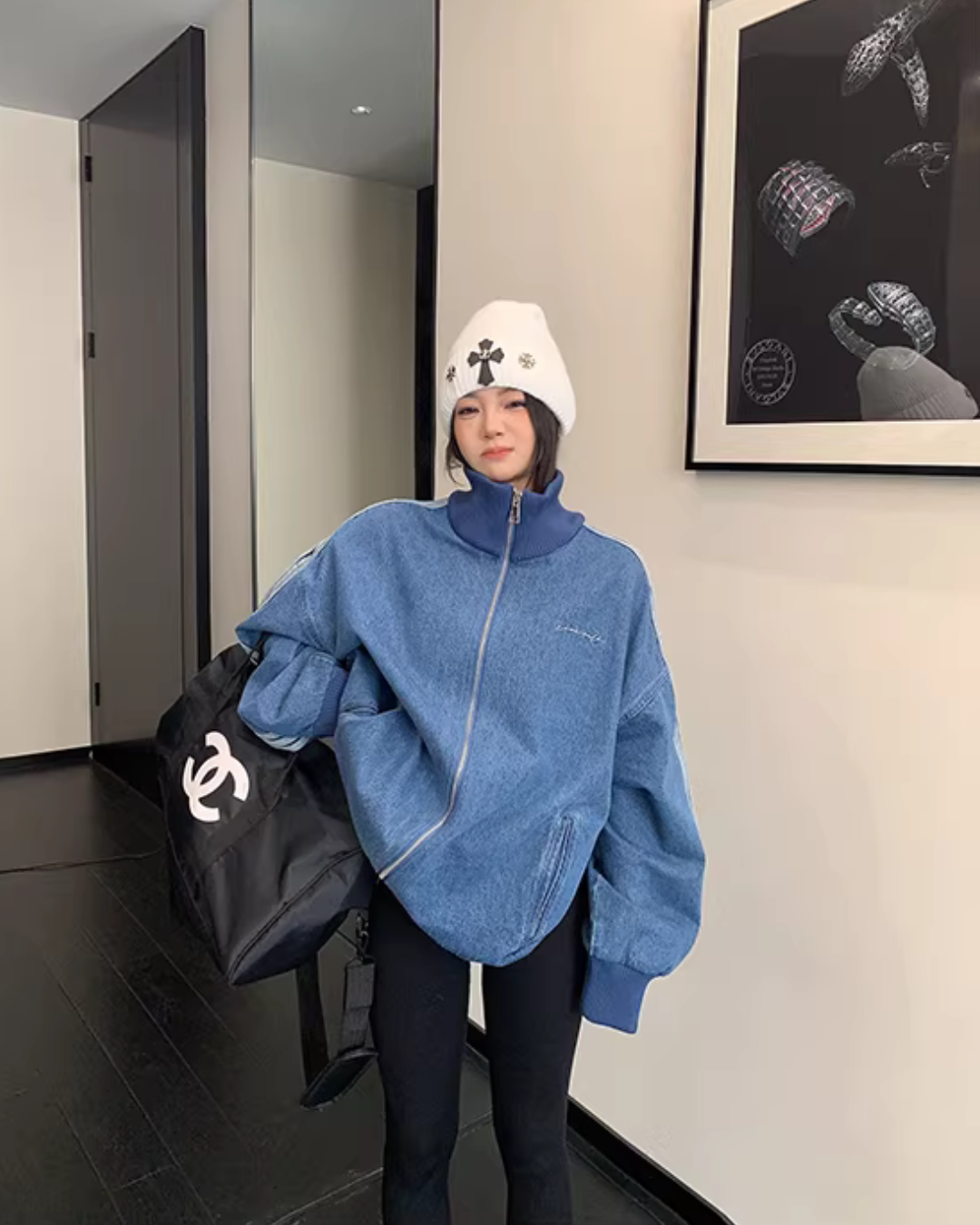 Sideline Denim Track Jacket YLS1017