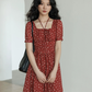 Square Neck Flower Mini Dress VAS0195