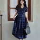 Checkered Long Flare Dress SMS0024