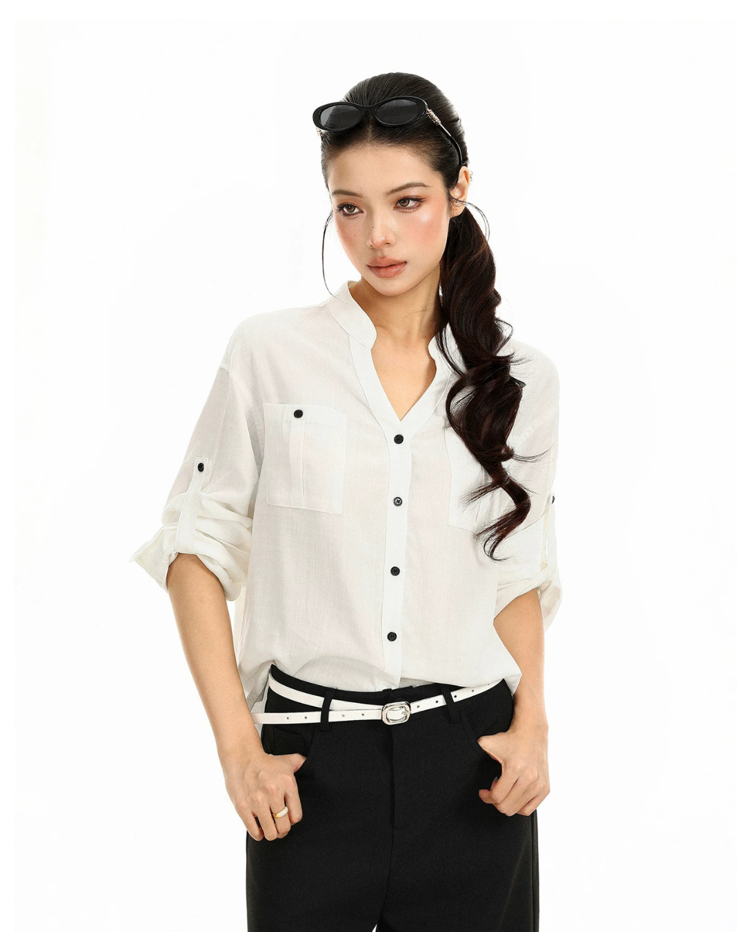 Rolled Cuff Sleeve Shirt  BGS0055