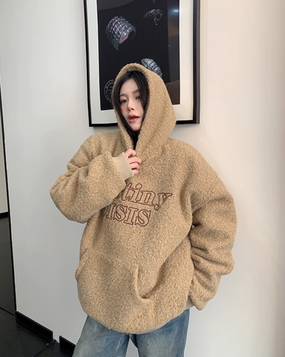 Retro Tweed Pullover Hoodie YLS1013