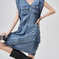 V-Neck Sleeveless Denim Dress FER0115
