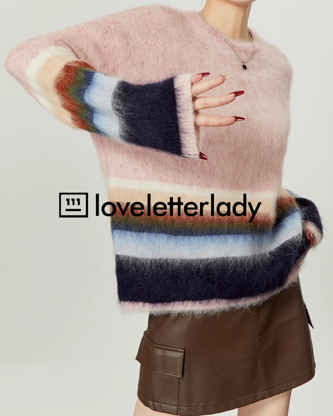 Pastel Striped Pullover Crewneck Knit LLA0391