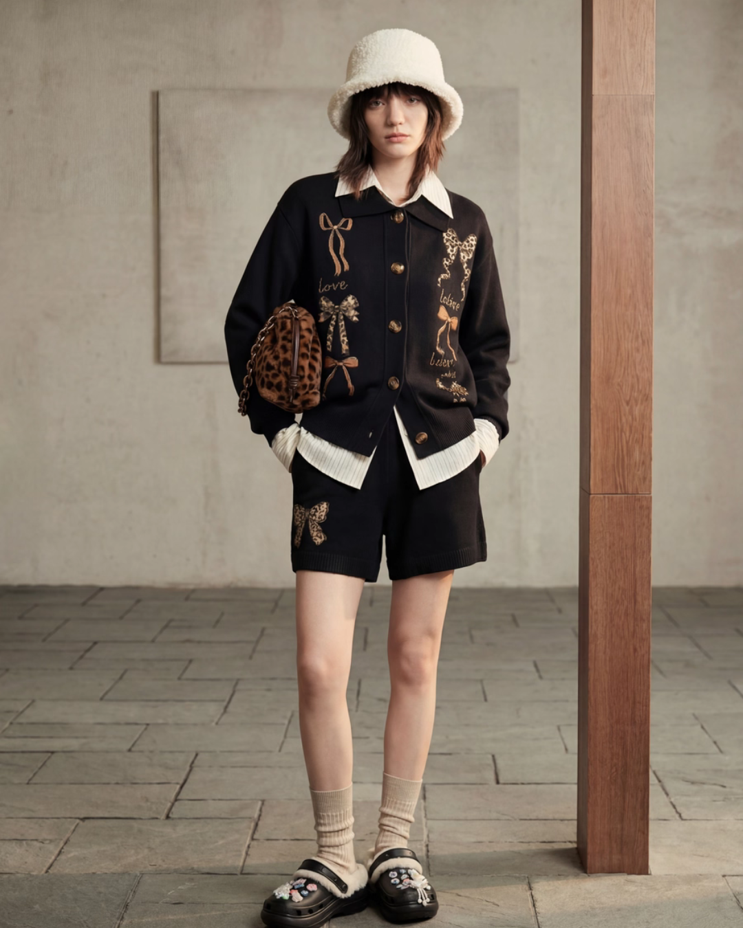 Leopard Ribbon Knit Cardigan LLA0605