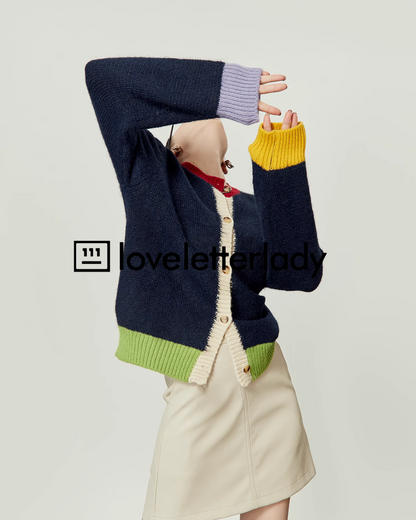 Round Neck Color Knit Cardigan LLA0402