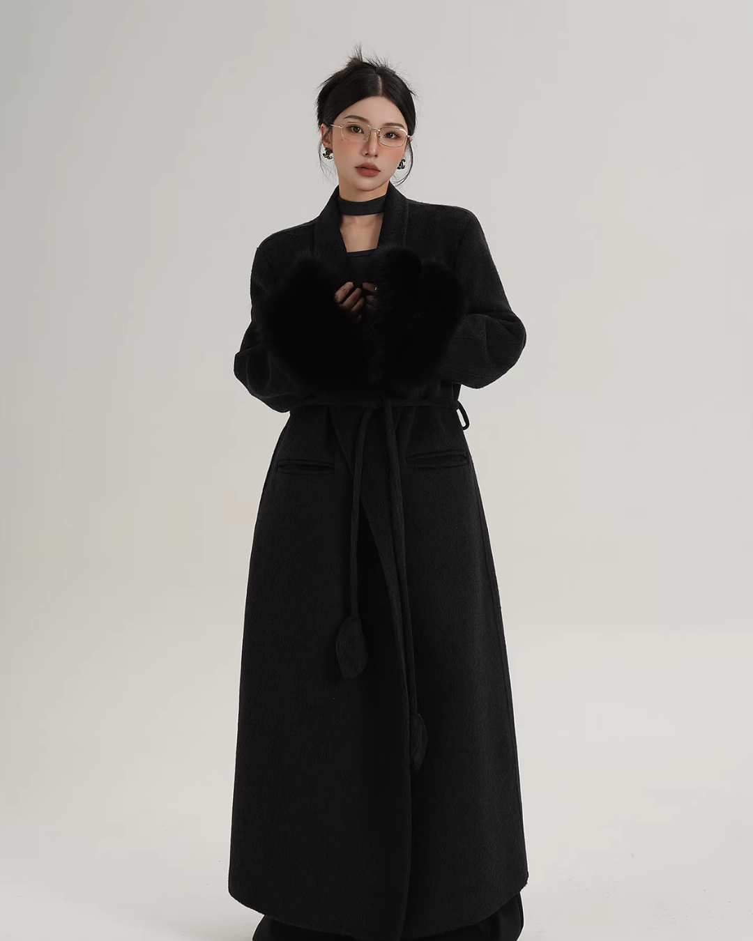 Fur Cuff Long Coat SRS0403