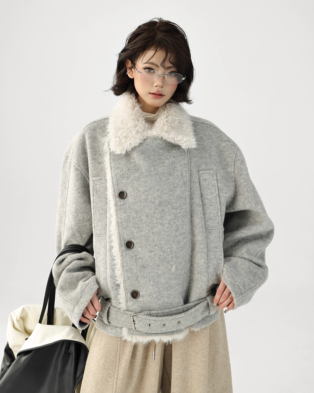 Fur Collar Trench Coat  ACS0346