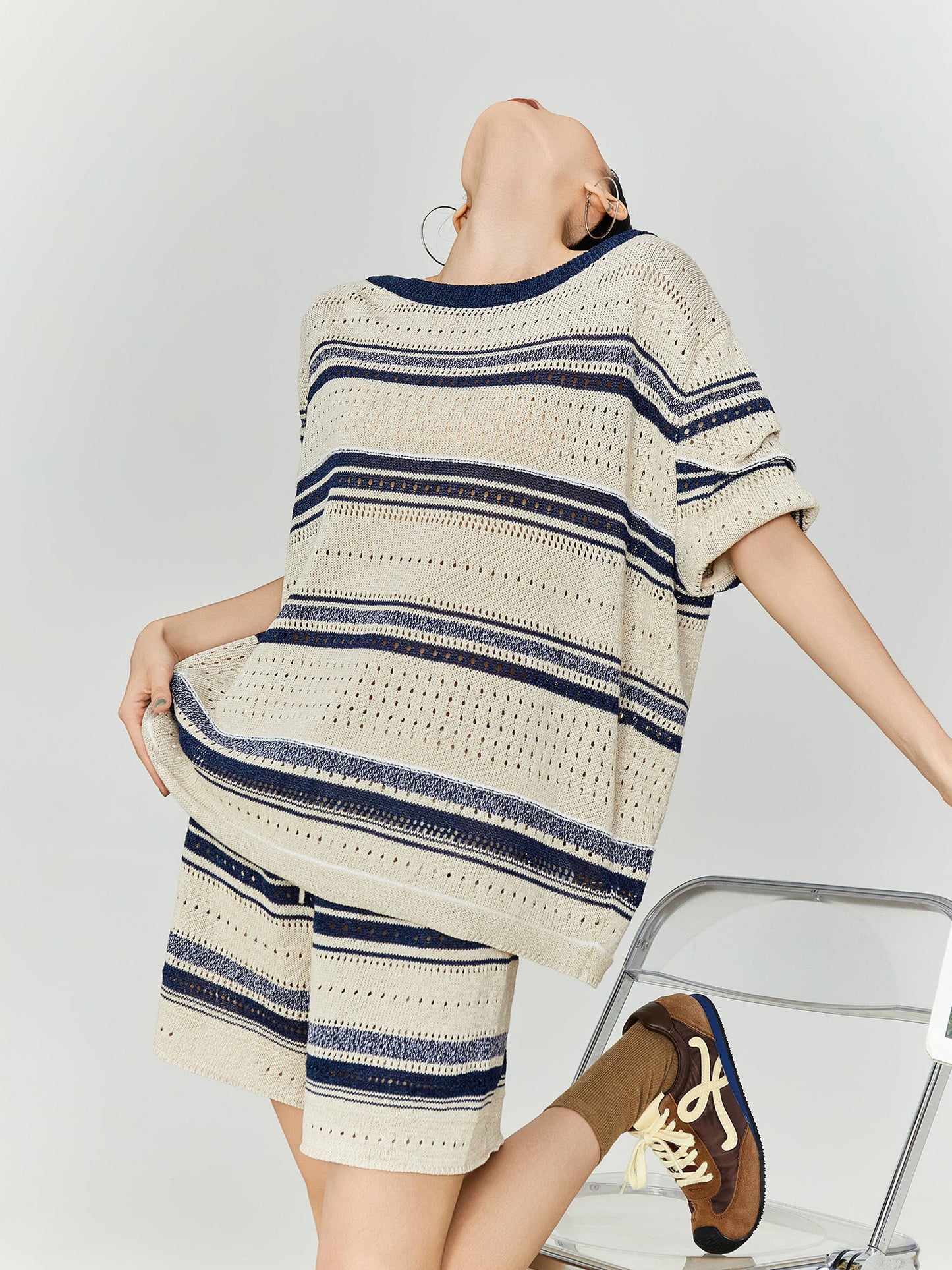 Openwork Knit Summer Top / Short Pants FER0355