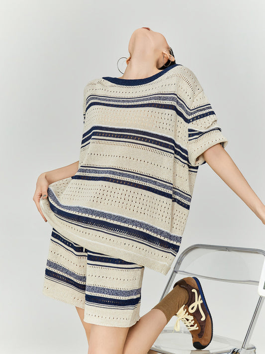 Openwork Knit Summer Top / Short Pants FER0355