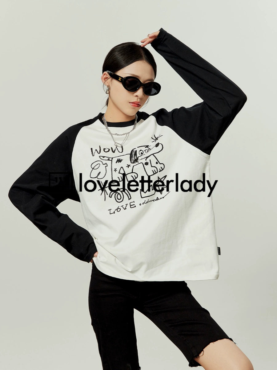 Puppy Raglan Long Sleeve T-Shirt LLA0031