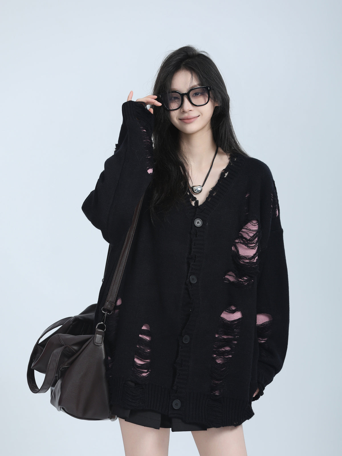 Distressed Knit Cardigan WLS0005