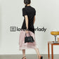 Black＆Pink Color Blocked Dress LLA0098