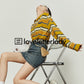 Polo Neck Yellow Striped Shirt LLA0264