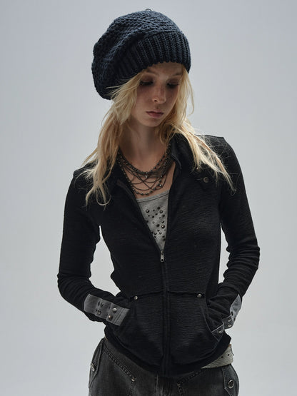 Stand Collar Metal Ring Jacket WAT0015