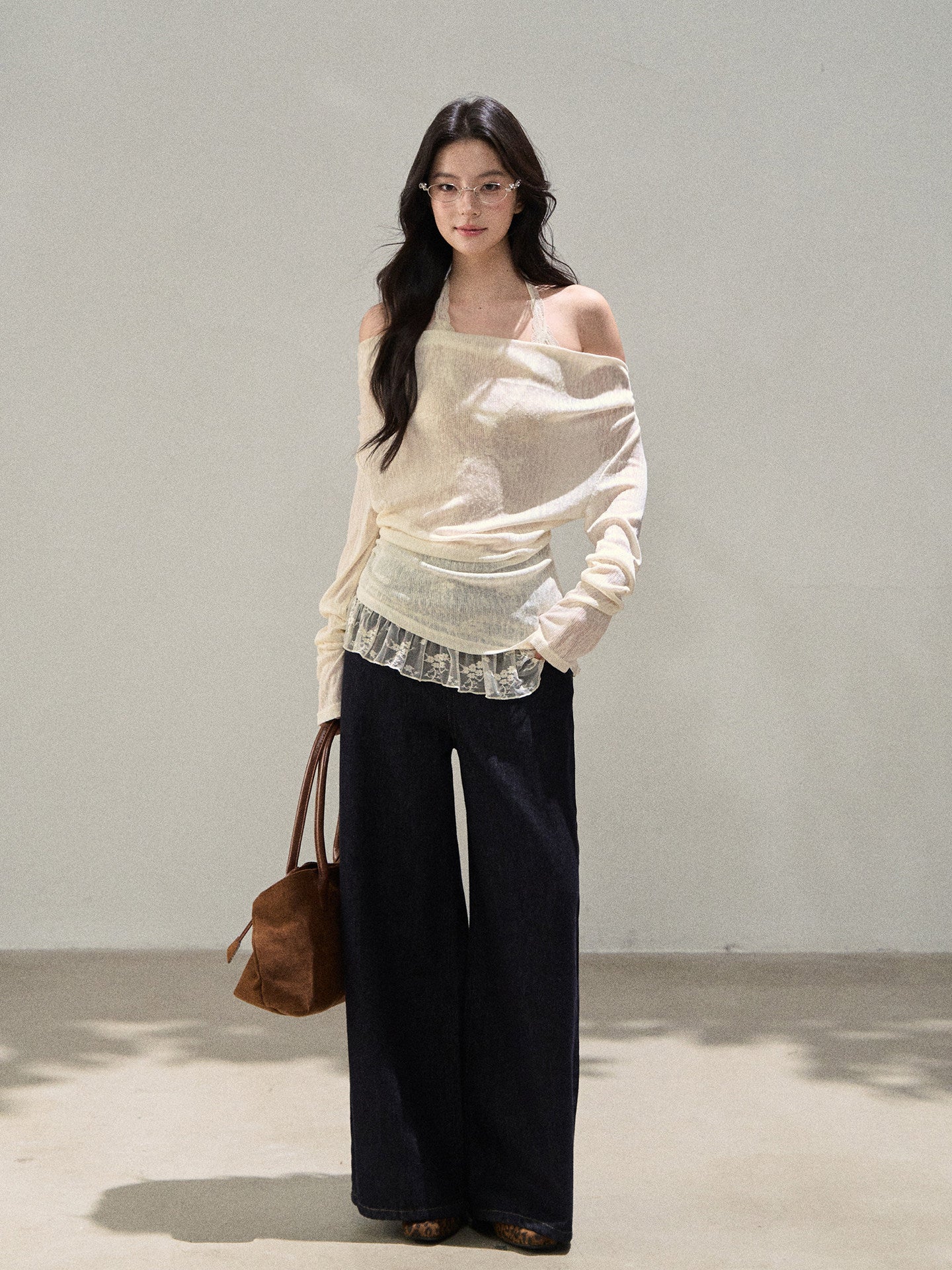 Lace Off Shoulder Knit Tops WDB0020