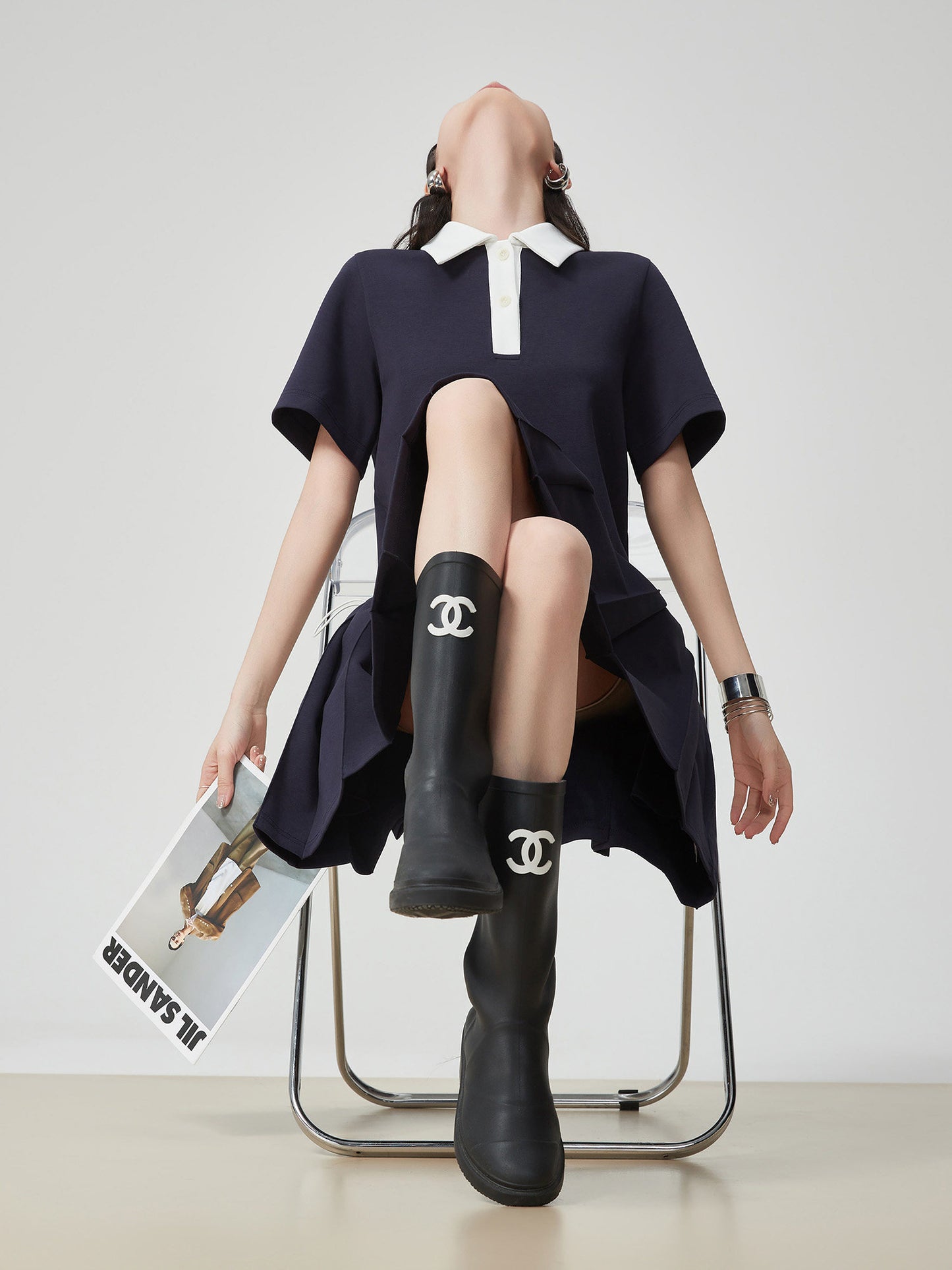 Pleated Cleric Polo Dress FER0207
