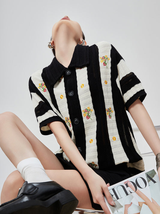 Retro Short-Sleeve Knit Shirt FER0145