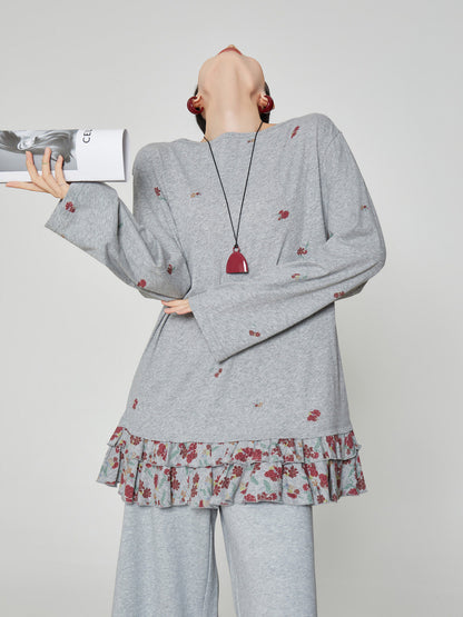 Patchwork Double-Layer Long-Sleeve T-Shirt FER0390