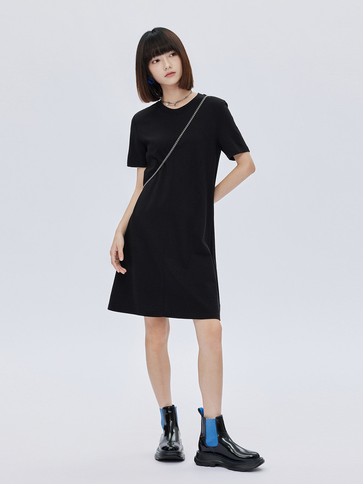 Crew Neck T-Shirt Short Dress SHN0010