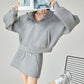 Gray Sequin Hood Jacket / A-Line Half Skirt  FER0039