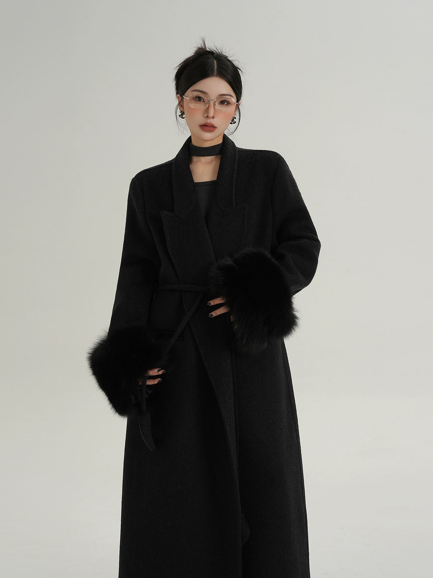 Fur Cuff Long Coat SRS0403