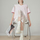 V-Neck Lace Splice Short Sleeve Top FER0158