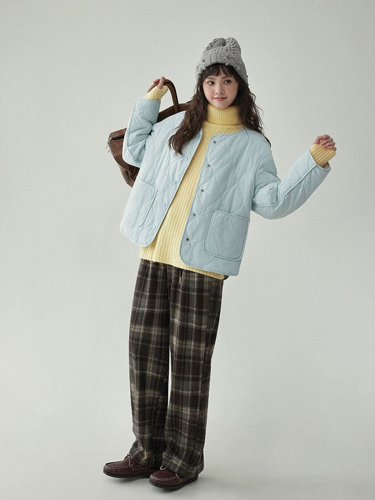 Wave Quilting Collarless Jacket AMU0045